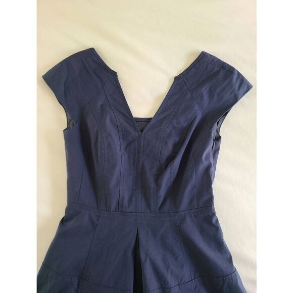Nanette Lepore Zobra Dress Women's Size 0 Indigo Back Cutout Pleated Cap Sleeve - Picture 5 of 6